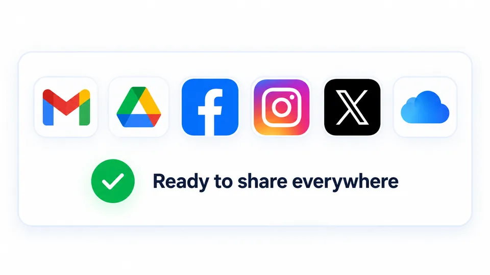 JPG ready to share through email, cloud storage, and social platforms
